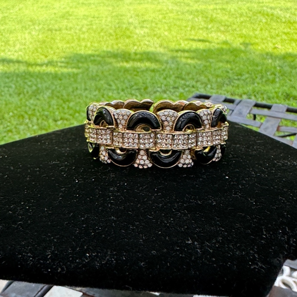 Bracelet, Lee Angel Black enamel
and Gold art deco